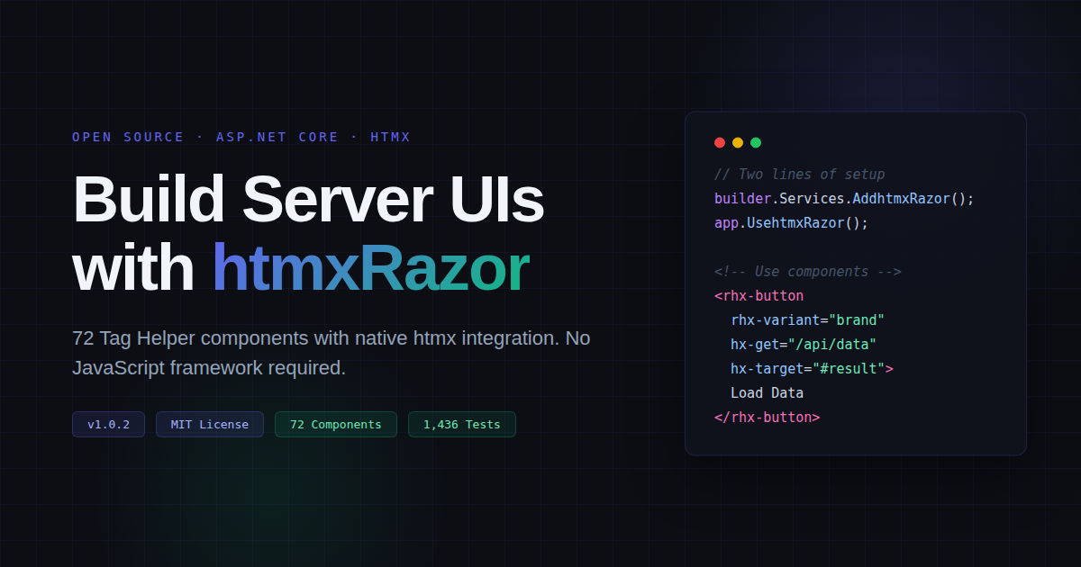 Stop Wrestling with JavaScript: htmxRazor Gives ASP.NET Core the Component Library It Deserves